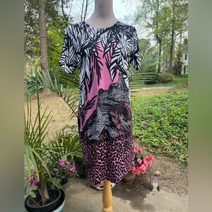 DVF Diane von Furstenberg Kivel Knit Short Sleeve Dress, Size Large, EUC